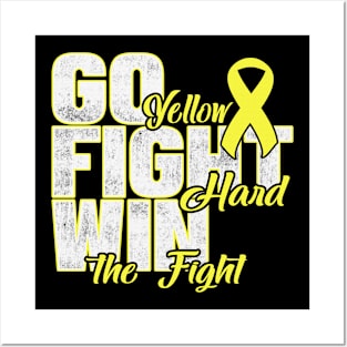 Go Yellow Fight Hard Win The Fight Hydrocephalus Awareness Yellow Ribbon Warrior Posters and Art